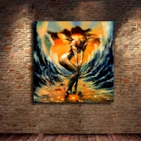 OCEAN ANGEL - YA�LIBOYA EFEKTL� KANVAS TABLO