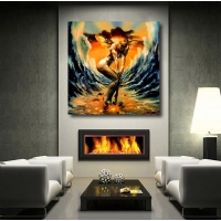 OCEAN ANGEL - YA�LIBOYA EFEKTL� KANVAS TABLO