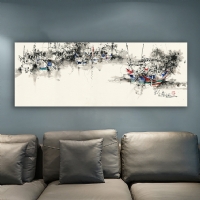 BOATS ON RIVER - YA�LIBOYA EFEKTL� KANVAS TABLO