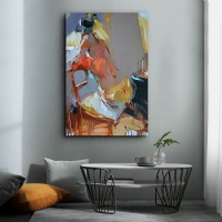 LADY ON CHAIR - YA�LIBOYA EFEKTL� KANVAS TABLO