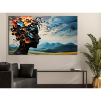 Renkli Soyut Y�z Profili Duvar Resmi Kanvas Tablo