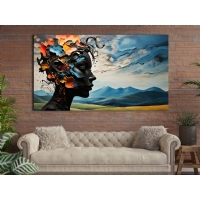 Renkli Soyut Y�z Profili Duvar Resmi Kanvas Tablo