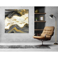 Gold Siyah Hayvan Soyut Kanvas Tablo, Dekoratif Salon Duvar Dekoru