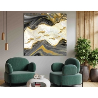 Gold Siyah Hayvan Soyut Kanvas Tablo, Dekoratif Salon Duvar Dekoru