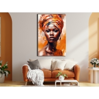 Afrikal Zenci Kadn Kanvas Tablo, Siyahi Kadn Salon Duvar Dekorasyonu