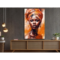 Afrikal Zenci Kadn Kanvas Tablo, Siyahi Kadn Salon Duvar Dekorasyonu
