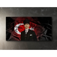 Atatrk Trk Bayra Kanvas Tablo, Dekoratif Ev Ofis Duvar Dekoru