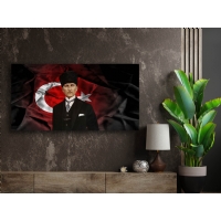 Atatrk Trk Bayra Kanvas Tablo, Dekoratif Ev Ofis Duvar Dekoru
