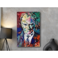 Renkli Atatrk Portresi Kanvas Tablo, Ev Ofis Duvar Dekoru