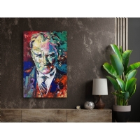 Renkli Atatrk Portresi Kanvas Tablo, Ev Ofis Duvar Dekoru