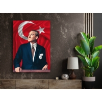 Atatrk Trk Bayra Kanvas Tablo, Dekoratif Ev Ofis Duvar Dekoru