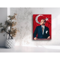 Atatrk Trk Bayra Kanvas Tablo, Dekoratif Ev Ofis Duvar Dekoru