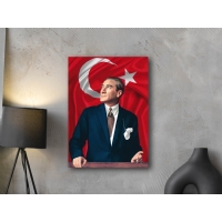 Atatrk Trk Bayra Kanvas Tablo, Dekoratif Ev Ofis Duvar Dekoru