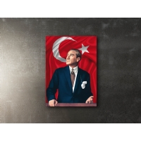Atatrk Trk Bayra Kanvas Tablo, Dekoratif Ev Ofis Duvar Dekoru