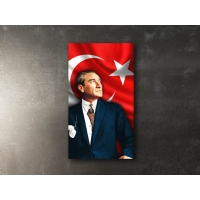 Atat�rk T�rk Bayra�� Kanvas Tablo, Dekoratif Ev Ofis Duvar Dekoru