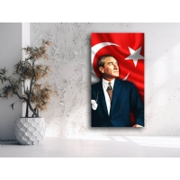 Atat�rk T�rk Bayra�� Kanvas Tablo, Dekoratif Ev Ofis Duvar Dekoru