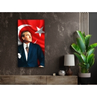 Atat�rk T�rk Bayra�� Kanvas Tablo, Dekoratif Ev Ofis Duvar Dekoru