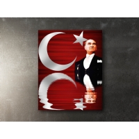 Atat�rk T�rk Bayra�� Kanvas Tablo, Dekoratif Ev Ofis Duvar Dekoru