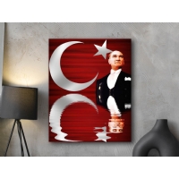 Atat�rk T�rk Bayra�� Kanvas Tablo, Dekoratif Ev Ofis Duvar Dekoru