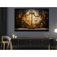 Soyut Adalet Terazisi Kanvas Tablo, Modern Avukat Ofis Duvar Dekorasyonu