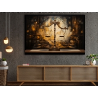 Soyut Adalet Terazisi Kanvas Tablo, Modern Avukat Ofis Duvar Dekorasyonu