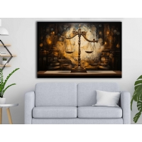 Soyut Adalet Terazisi Kanvas Tablo, Modern Avukat Ofis Duvar Dekorasyonu