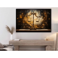 Soyut Adalet Terazisi Kanvas Tablo, Modern Avukat Ofis Duvar Dekorasyonu