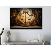 Soyut Adalet Terazisi Kanvas Tablo, Modern Avukat Ofis Duvar Dekorasyonu