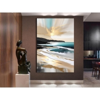 Gold Sahil Tablosu Kanvas Tablo