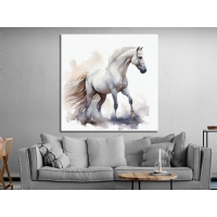 Beyaz At Hayvan Kanvas Tablo, Dekoratif Duvar Dekoru