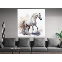 Beyaz At Hayvan Kanvas Tablo, Dekoratif Duvar Dekoru