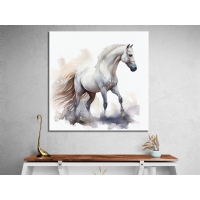 Beyaz At Hayvan Kanvas Tablo, Dekoratif Duvar Dekoru