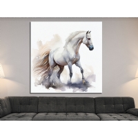Beyaz At Hayvan Kanvas Tablo, Dekoratif Duvar Dekoru