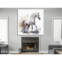 Beyaz At Hayvan Kanvas Tablo, Dekoratif Duvar Dekoru