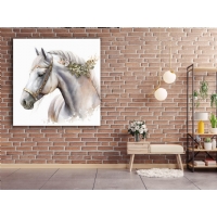 Beyaz At Kanvas Tablo, Hayvan Dekoratif Ev Ofis Duvar Dekoru