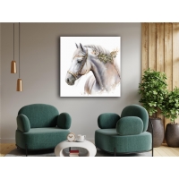 Beyaz At Kanvas Tablo, Hayvan Dekoratif Ev Ofis Duvar Dekoru