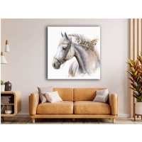 Beyaz At Kanvas Tablo, Hayvan Dekoratif Ev Ofis Duvar Dekoru