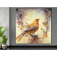 Sanatsal Ku� Kanvas Tablo: Renklerin Dans�