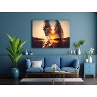 Soyut Do�a Gen� K�z Kad�n Kanvas Tablo, Modern Dekoratif Duvar Dekoru