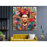 Frida Kahlo Renkli iekler Kanvas Tablo, Modern Dekoratif Duvar Dekoru