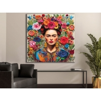 Frida Kahlo Renkli iekler Kanvas Tablo, Modern Dekoratif Duvar Dekoru