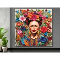 Frida Kahlo Renkli iekler Kanvas Tablo, Modern Dekoratif Duvar Dekoru