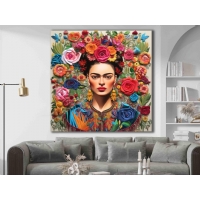 Frida Kahlo Renkli iekler Kanvas Tablo, Modern Dekoratif Duvar Dekoru