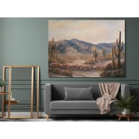 ��l Manzaras� Kakt�slerle S�sl� Do�al Kanvas Sanat Bask� Tablo