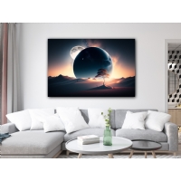 ��l Ay Manzara Kanvas Tablo, Dekoratif Ev Ofis Duvar Dekoru