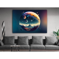 S�rreal Gezegenler Kanvas Tablo, Dekoratif Ev Ofis Duvar Dekoru