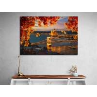 Gece �stanbul K�pr� Manzara Kanvas Tablo, Dekoratif Ev Ofis Duvar Dekoru