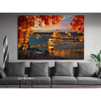 Gece �stanbul K�pr� Manzara Kanvas Tablo, Dekoratif Ev Ofis Duvar Dekoru