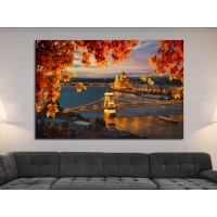 Gece �stanbul K�pr� Manzara Kanvas Tablo, Dekoratif Ev Ofis Duvar Dekoru
