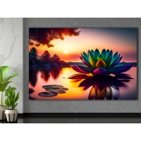 Zen Bahesi Gnbatm - Renk Geili Lotus iei Yansmal Kanvas Tablo